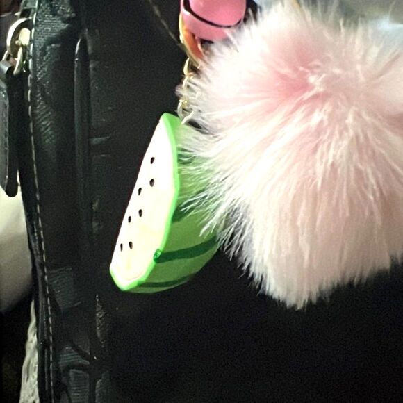 Adorable Watermelon, Pom Pom & Bell Purse Charm with keychain - NWT - Picture 6 of 7